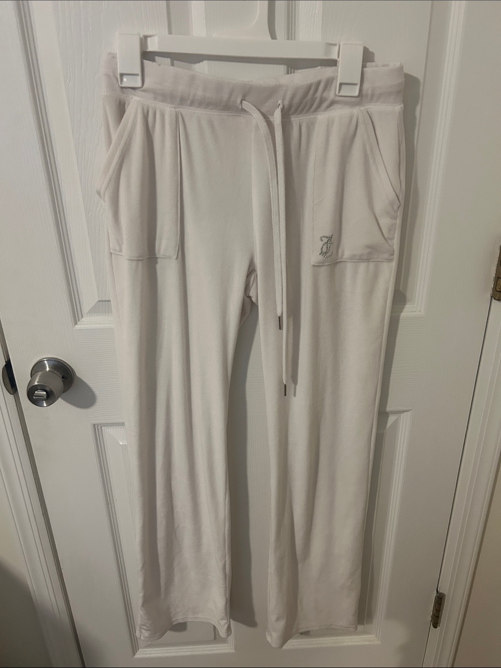 Juicy Couture Cream Wide-Leg Drawstring Track Pants